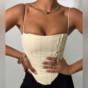 Princess Polly Daintree Plisse Corset Beige